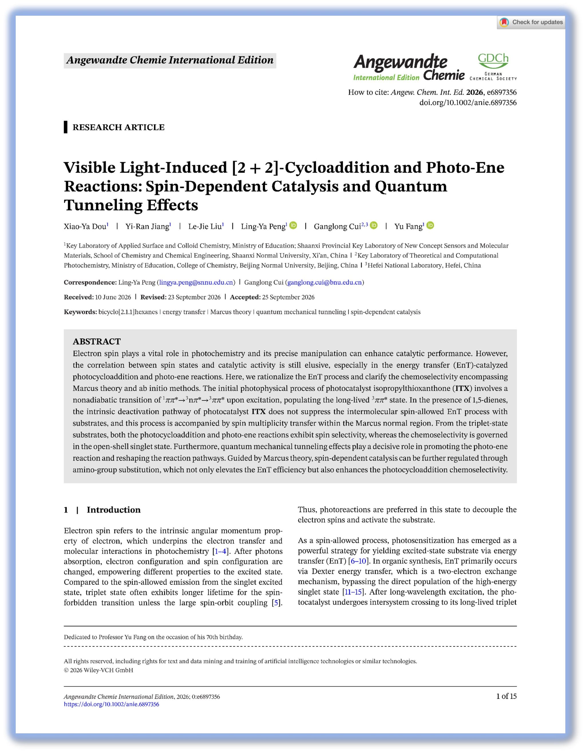 光子鼻与分子材料研究团队在Angew. Chem. Int. Ed.上发表研究成果（2026-10-19）