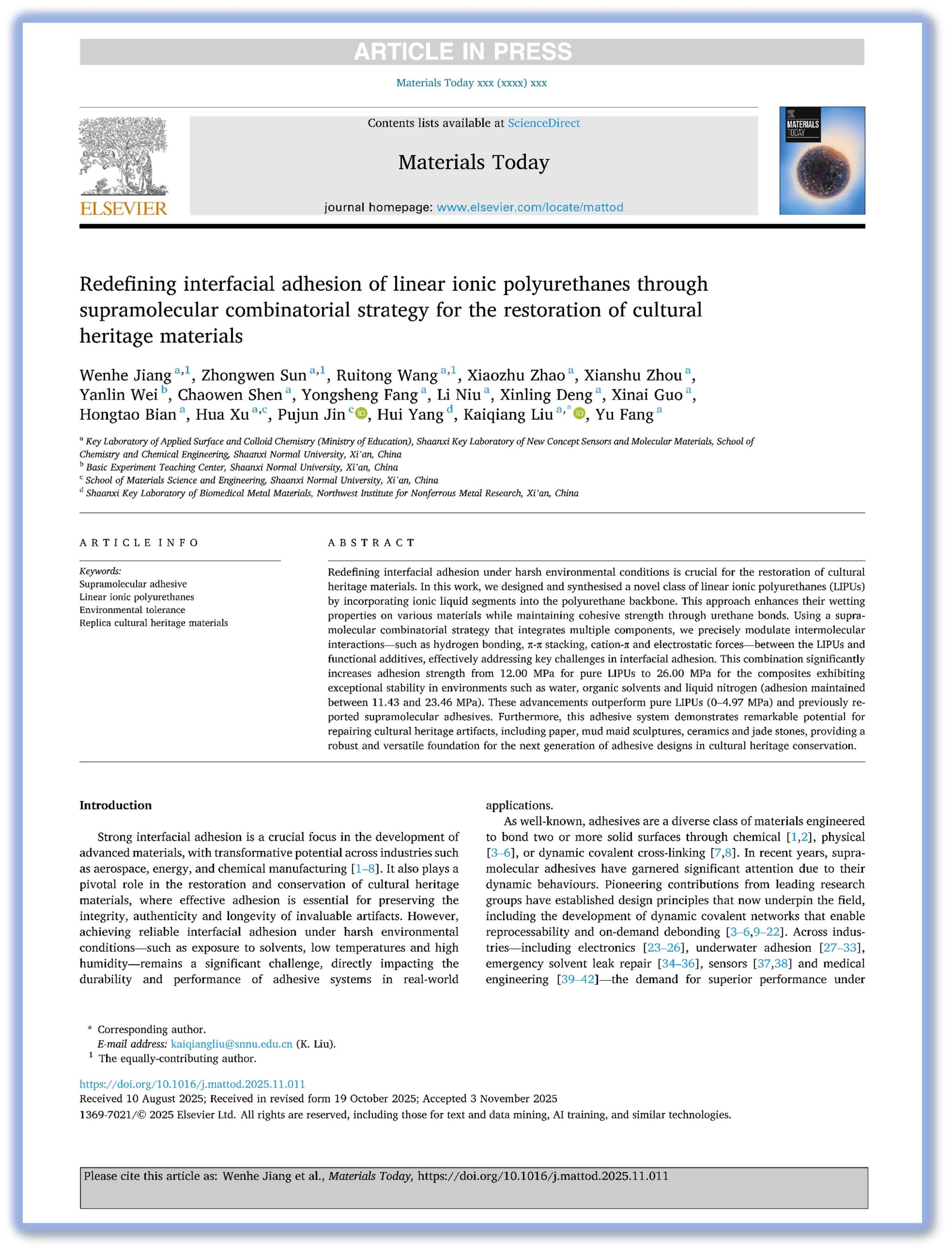 Redefining interfacial adhesion of linear ionic polyurethanes through supramolecular combinatoria...